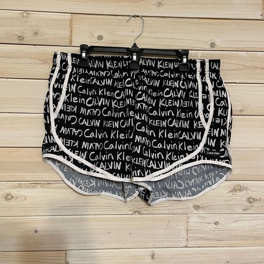 Calvin Klein Black & White Logo Print Women's Shorts